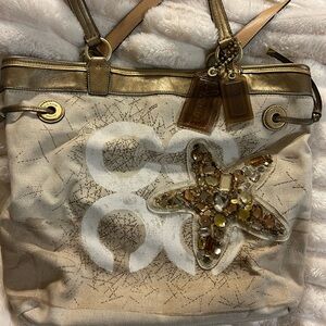 Coach Gold and Tan Starfish Tote